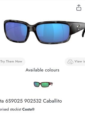 Costa Caballito Sunglasses with Bright Blue Mirror Lenses